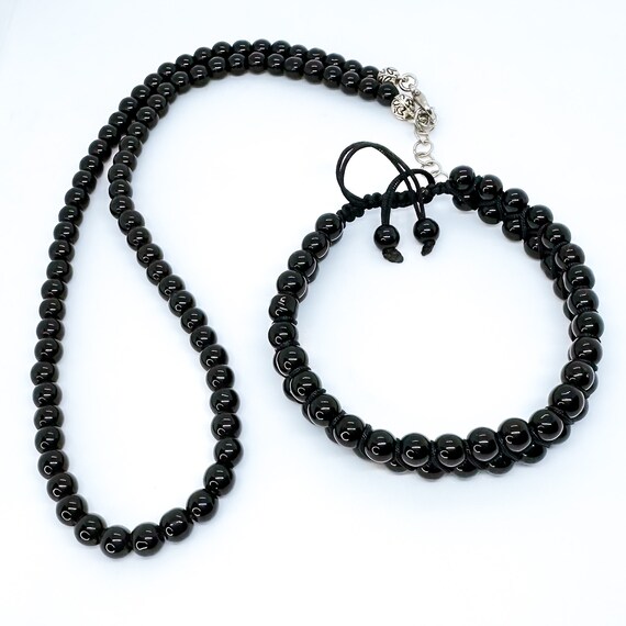 ブレスレット LESS IS MORE Black Onyx Necklace 6mm Handmade Black Onyx Necklace Bracelet Set (6mm) Gemstone