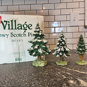 Dept 56: Village Snowy Scotch Pines, set of 3, The Original Snow Village, Department 56, Retired Snow Village, Retired Department 56