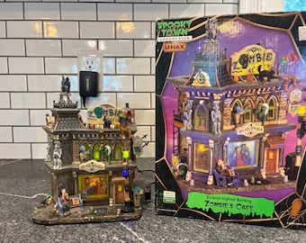 Lemax Spooky Town:  Zombie&#39;s Cafe, Lighted House, Haunted House, Spooky House, Halloween House, Haunted Decor, Spooky Decor, Halloween Decor