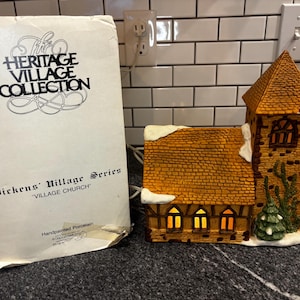 Dept 56: Village Church, Shops of Dickens Village, Department 56, lighted house, lighted church, village house