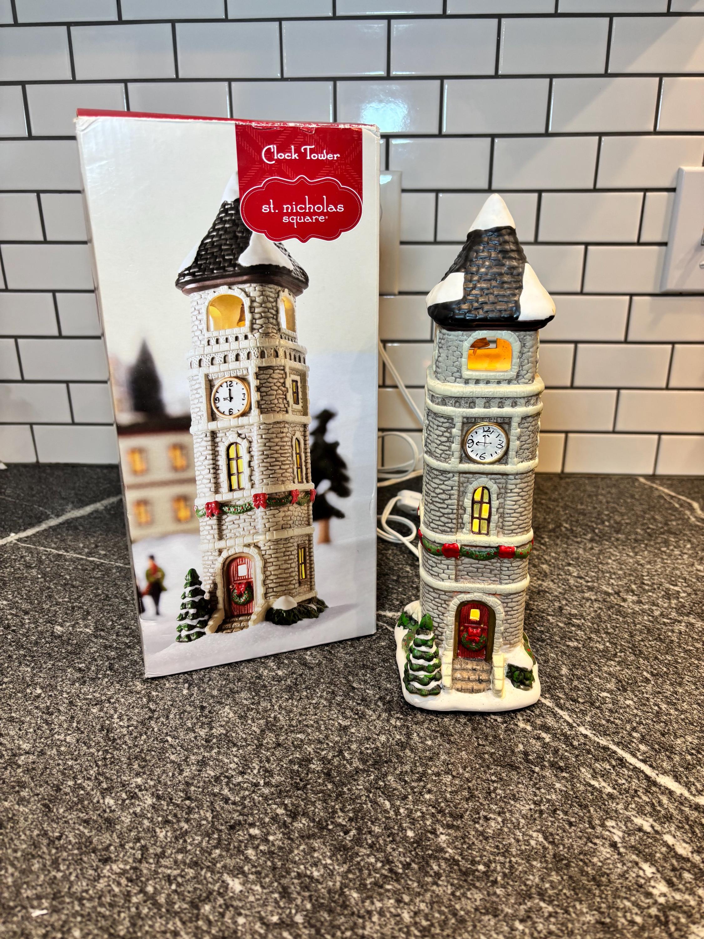 置物 Nicholas Square Clock Tower St. Nicholas Square Clock Tower: Holiday Village Decor With