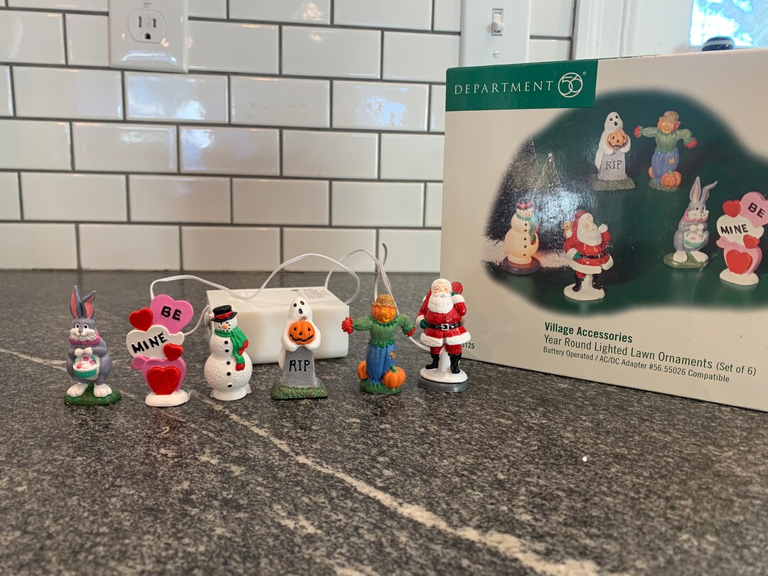Dept 56: Year Round Lighted Lawn Ornaments, Set of 6, Village