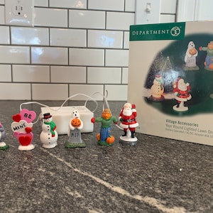 Dept 56: Year Round Lighted Lawn Ornaments, set of 6, Village Accessories, The Original Snow Village, Department 56, Retired, Vintage Decor