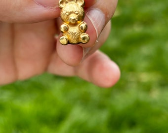 Vintage 14K Gold Puffy Teddy Bear Pendant, Gold Charm, Teddy Bear Collectible, Gold Charm, 14 Karat Gold Charm, Vintage Charm, Gold Bear