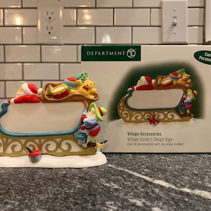 Dept 56: Village Santa's Sleigh Sign, The Original Snow Village, Village Accessories, Department 56, Retired Department 56
