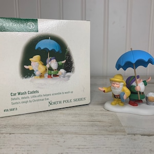 Dept 56: Car Wash Cadets, North Pole Series, Department 56, Retired, Vintage Accessory, Vintage Decor, Vintage North Pole, Vintage Dept 56