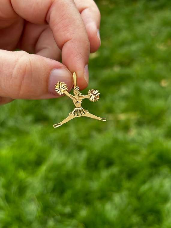 Vintage Retro 14 Kt Gold Cheerleader Charm, 14kt G