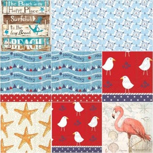 NINE (9) Decoupage Individual Paper Cocktail Napkins, Premium Design Bundle Assortment Junk Journals Scrapbooking Crafts - NAUTICAL BEACH 1