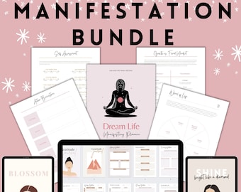 Manifestation Bundle | Mindfulness Journal | Best Self Discovery & Gratitude Digital PDF Printable Planner Workbook | Money Manifestation