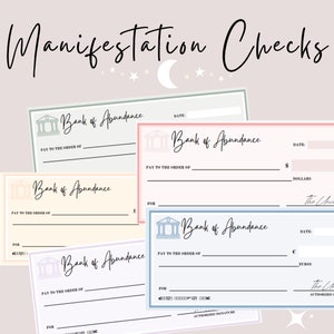 Manifestation Check | Abundance Checks PDF | Universal Bank of Abundance | Printable Law Of Attraction | New Moon Blank Money Manifestation