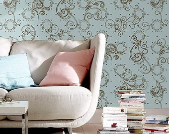 Non-woven behang Floral Blue Gold Glööckler Wallpaper Modern Made in Germany Harald Glööckler 10,05 m x 0,53 m