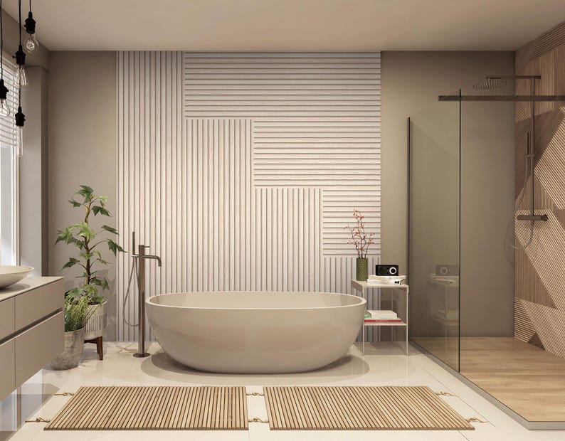 Papel pintado autoadhesivo, aspecto madera beige, paneles de madera escandinavos para paredes y muebles, 6,00 x 0,53 m imagen 4