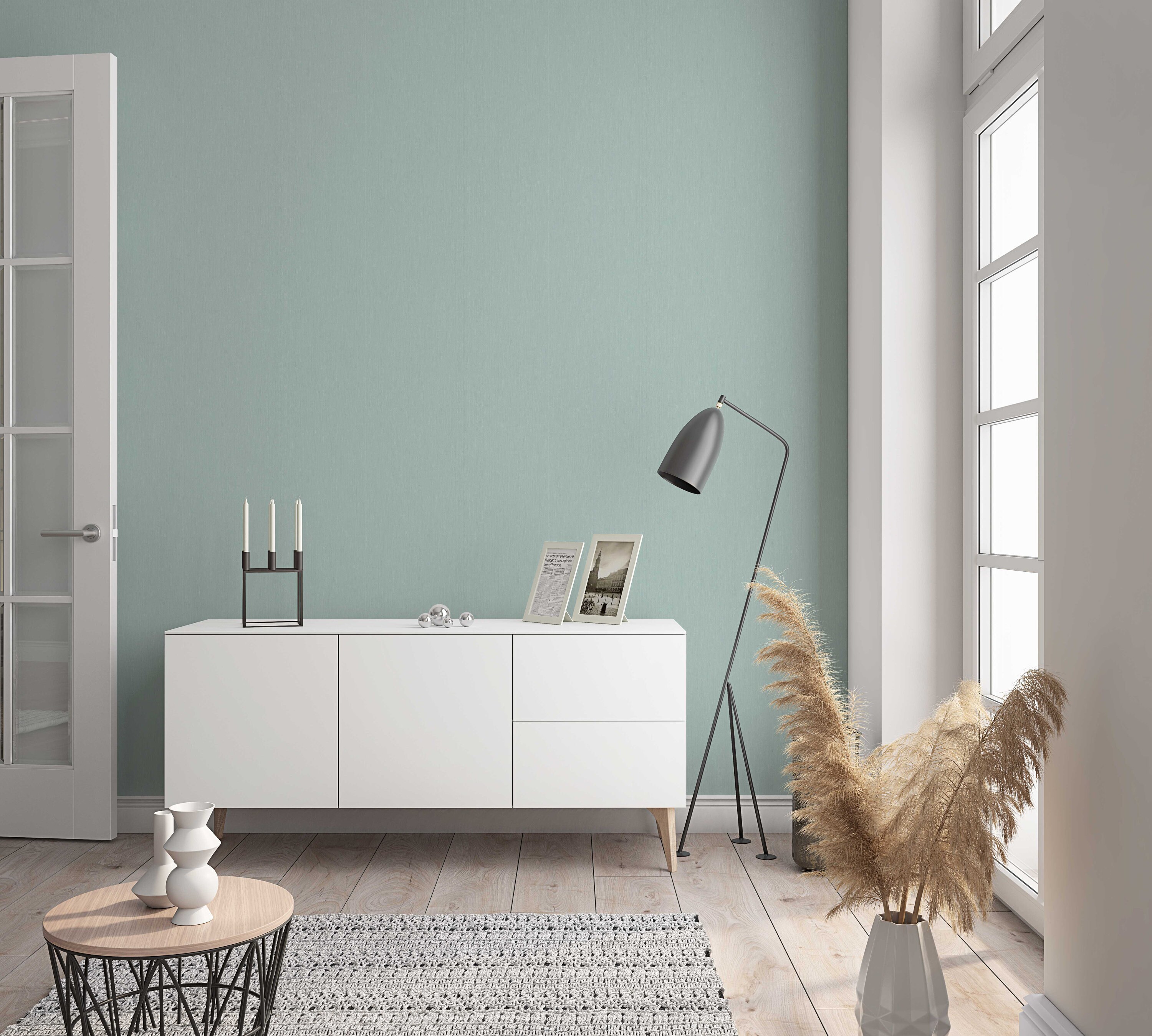 Wallpaper Blue Green Uni for bedroom living room or kitchen Made in Germany marburg 10,05 x 0,53 m