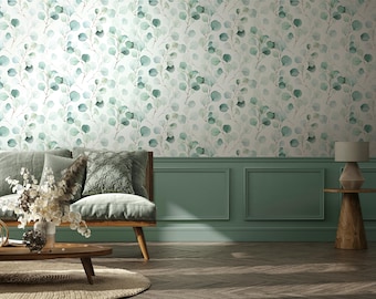 Papel pintado autoadhesivo, lámina para muebles verde, lámina adhesiva, aspecto floral moderno, naturaleza, motivo de hojas para paredes y muebles, 6,00 x 0,53 m