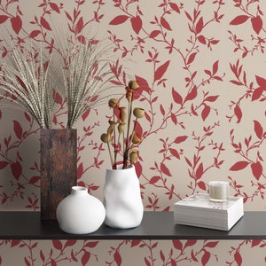 Papier peint Beige, Rouge Floral pour chambre salon ou cuisine Made in Germany marburg 10,05 x 0,53 m