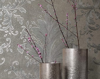 Behang Grijs Beige Zilver Barrock Ornament voor Slaapkamer Woonkamer of Keuken Made in Germany Premium Kwaliteit 10,05 x 0,53 m 97268