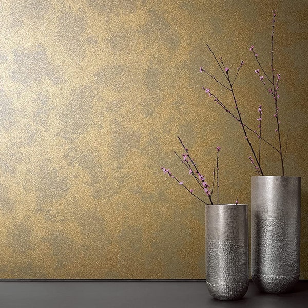 Behang goud modern metallic vliesbehang effen modern voor woonkamer slaapkamer of keuken 10,05 x 0,53 m 100% Made in Germany