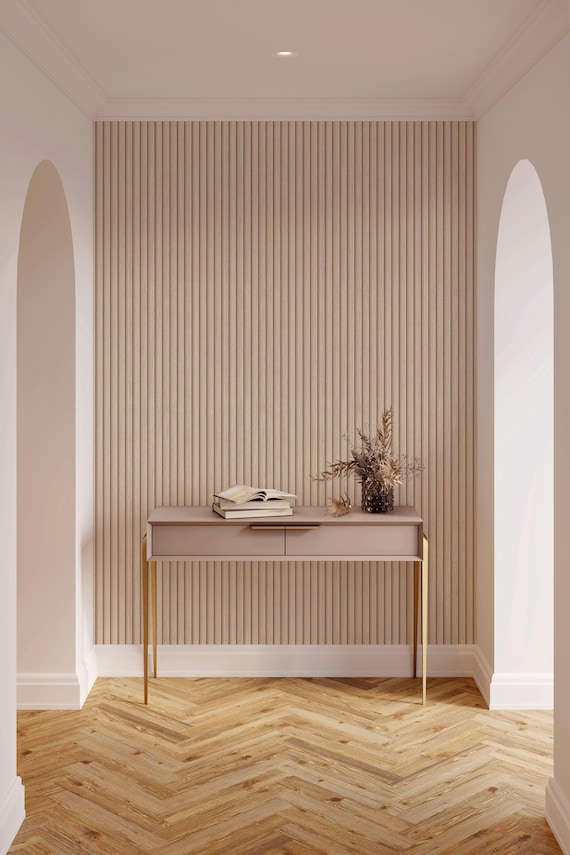 Selbstklebende Tapete Beige Holzoptik Skandi Holzpaneele für Wand und Möbel 6,00 x 0,53m