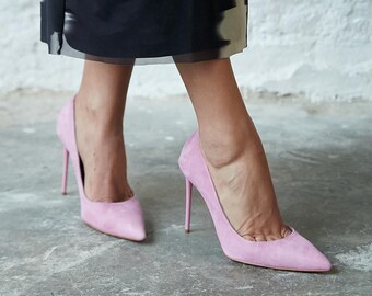 Pink suede ultra slim stiletto heels,bridal shoes,wedding shoes,women high heels,stiletto heels,burgundy,navy blue,purple high heels,pumps