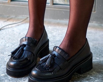 Black Leather Loafers,penny Loafer Shoes,chunky Loafers