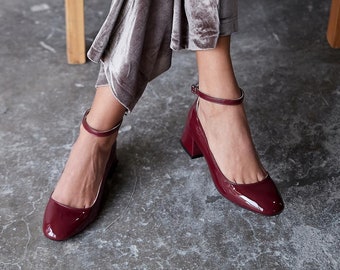 Burgundy mary jane shoes,block heel sandals,ankle strap mary jane heels,black suede mary jane,cherry red mary jane,mary jane flats