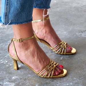 Gold caged heels outlet