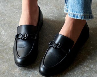 Women&#39;s Black leather Loafers, Handmade Soft Leather Moccasins, Comfortable Slip On Flats for Women, Casual & Stylish Everyday Shoes
