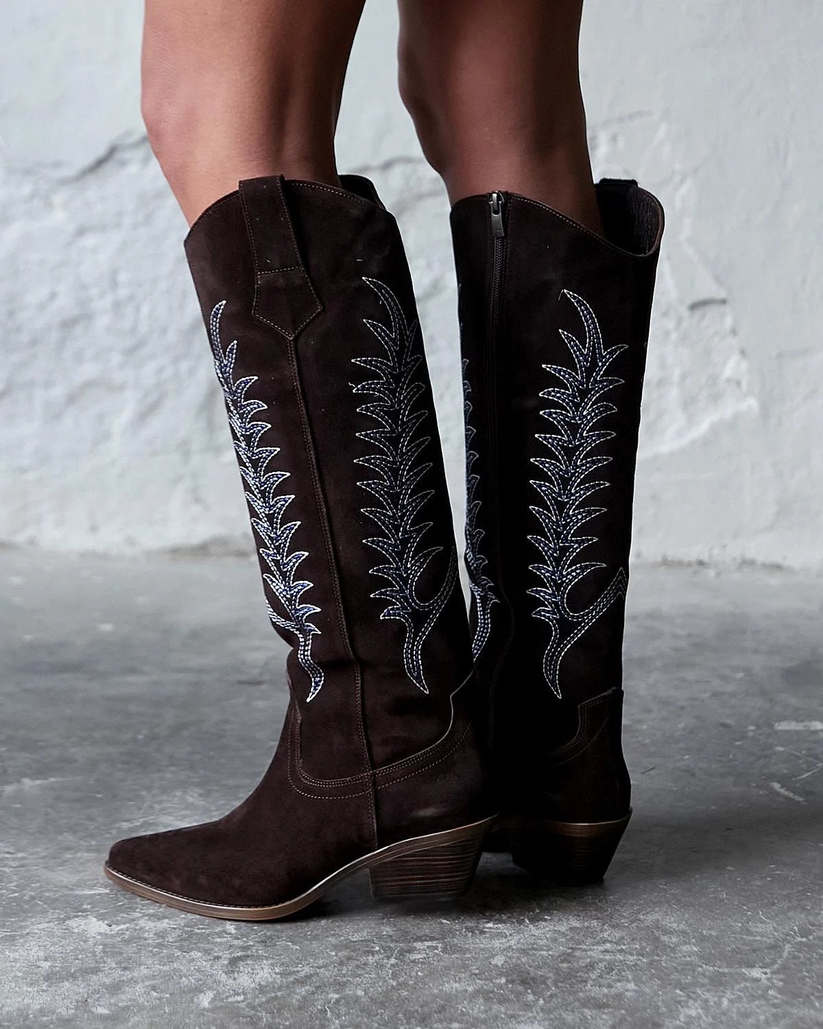 Women's Brown Suede Cowboy Boots ,western Over the Knee Leather Boots ...