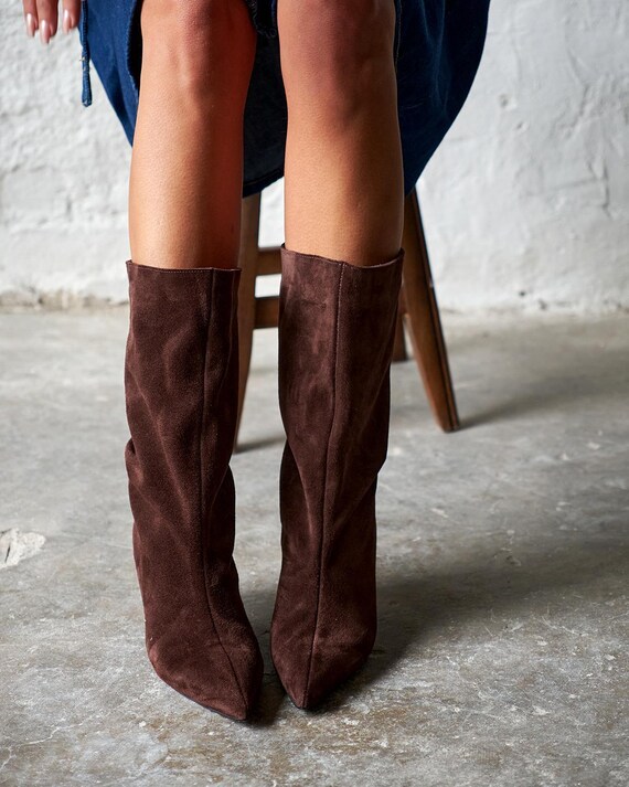 Mid calf burgundy boots hot sale