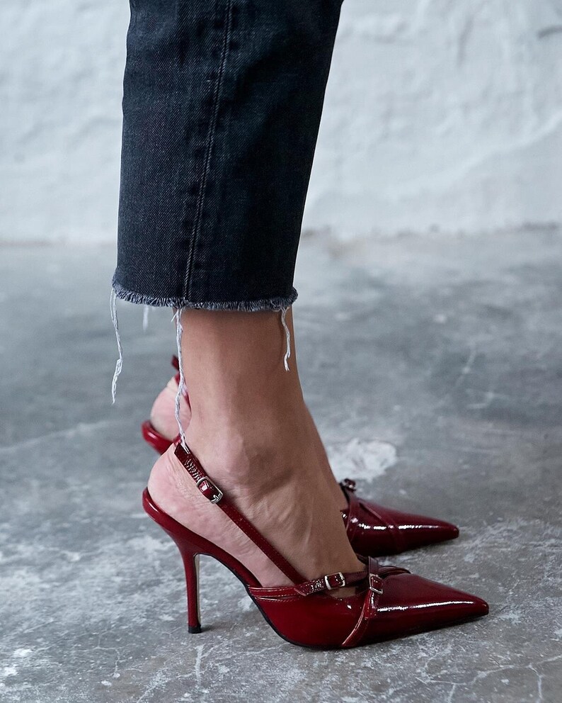 Burgundy High Heels Shoe,black,red,brown,women's Genuine Leather High ...