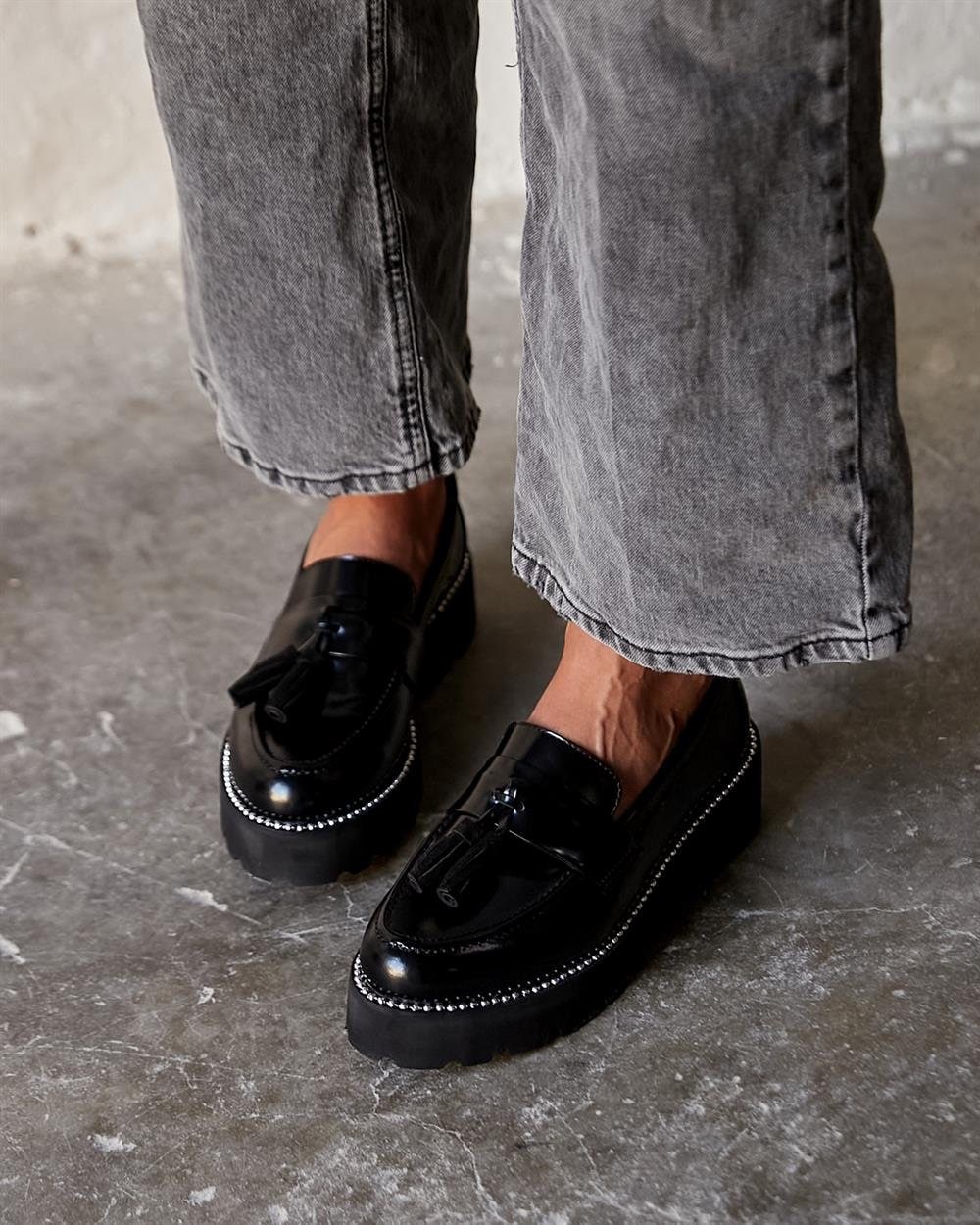 Black Patent Leather Loafer,black Leather Patent Loafer,black Leather