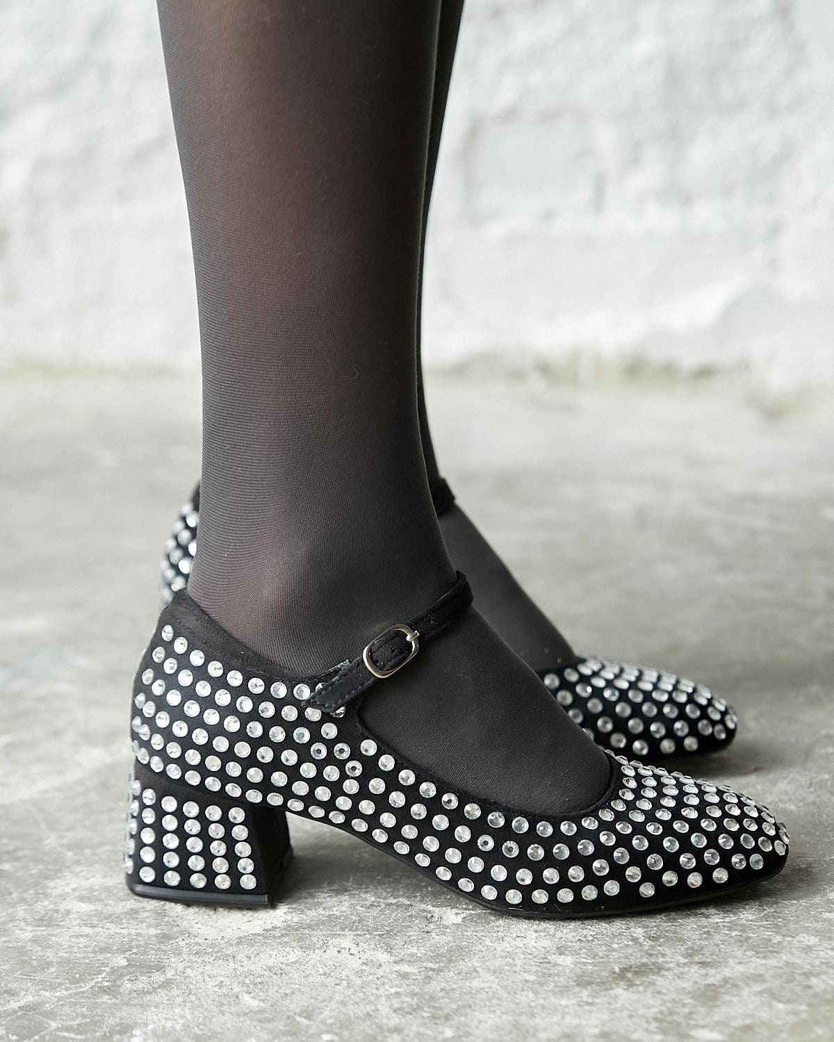 Black Stone Mary Jane Shoes,block Heel Sandals,medium Heel,women ...