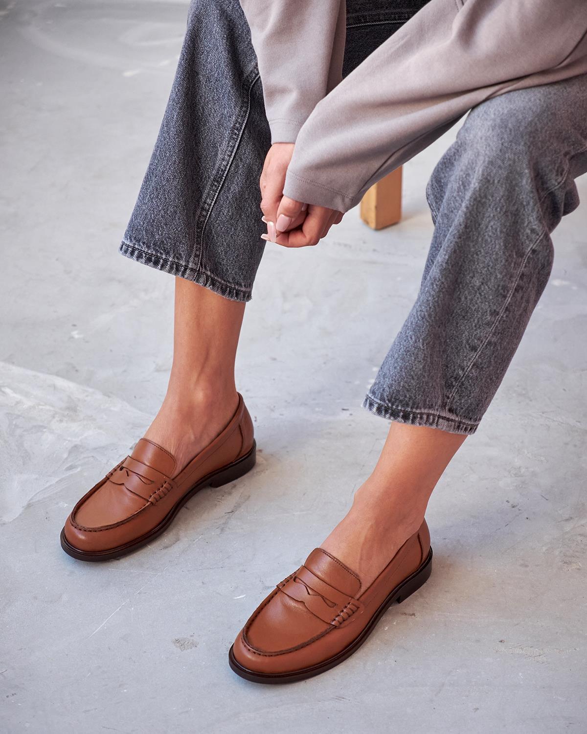 Brown Leather Penny Loafers,low Heel Loafers,classic Penny Brown Leather Penny Loafers,low Heel Loafers,classic Penny