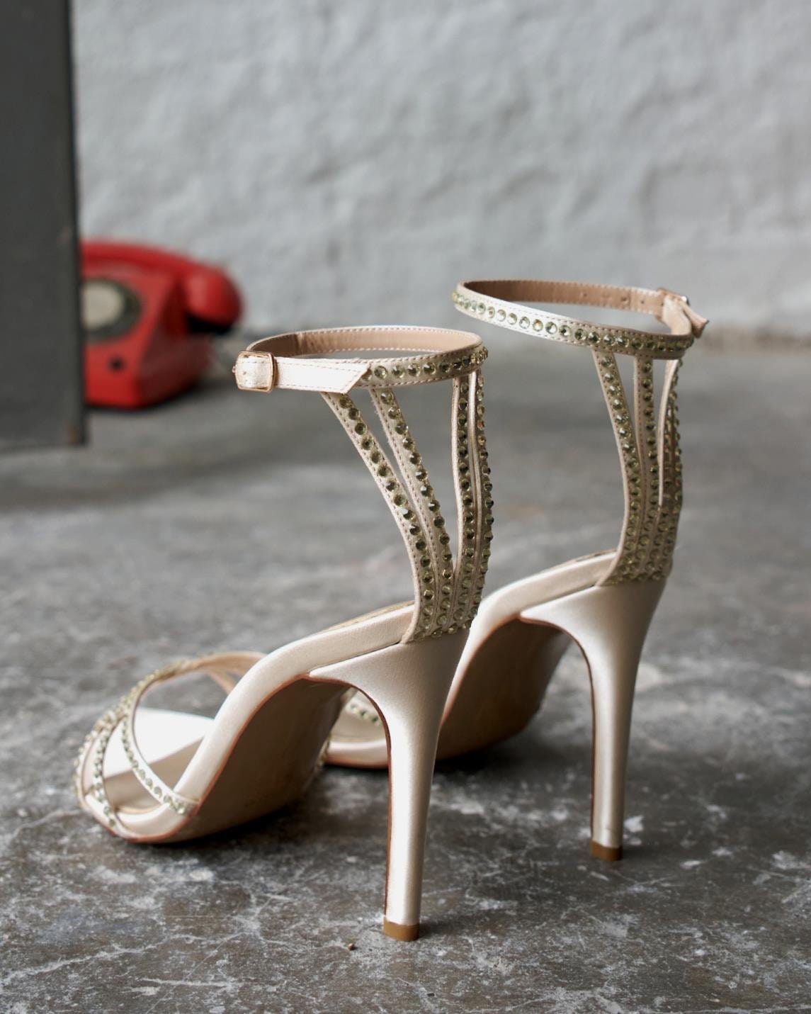 Beige satin heels deals
