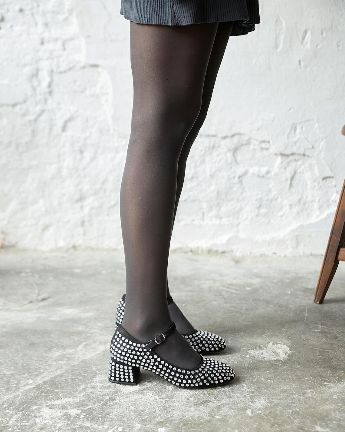 Black Stone Mary Jane Shoes,block Heel Sandals,medium Heel,mary Jane ...