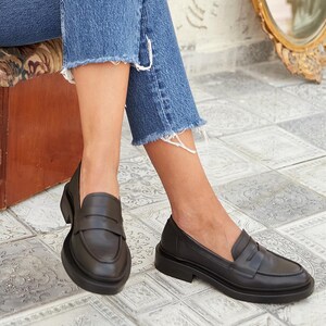 Beige Suede Penny Loafer Women's Shoes, Genuine Suede,black Leather ...