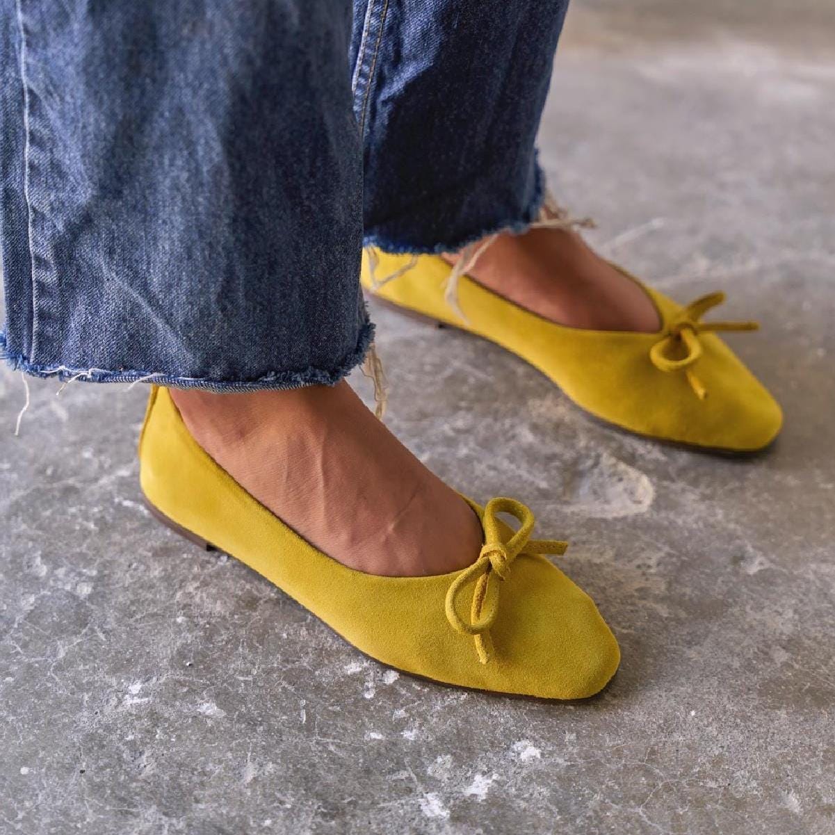 Ballerines cuir jaune France