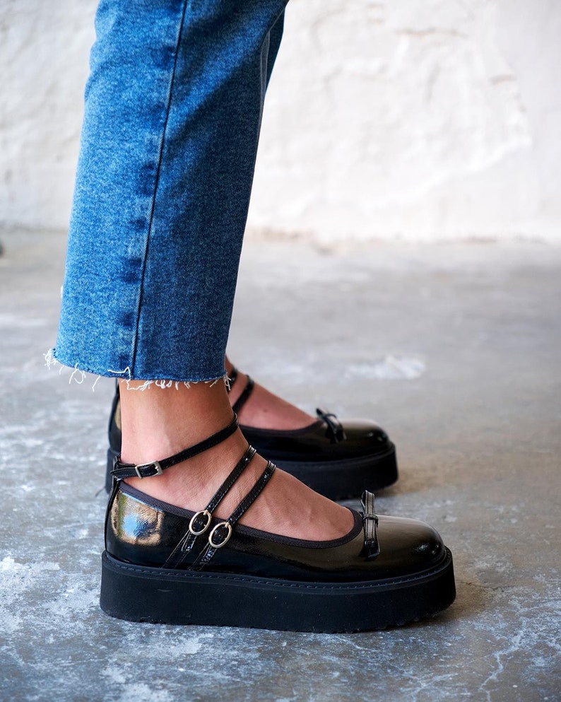 Black Leather Mary Jane Shoes,mary Jane Sandals,strappy Mary Jane