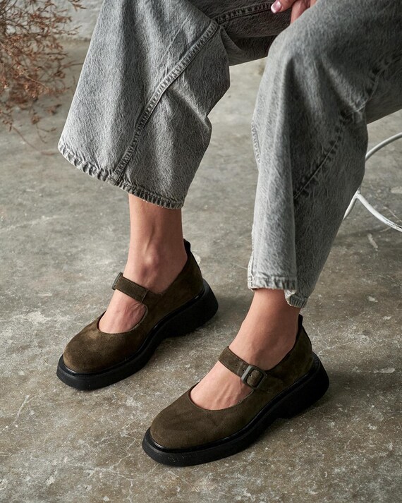 Mary Jane Damenschuhe Mit Dickem Absatz - Spitze Zehen & Riemen