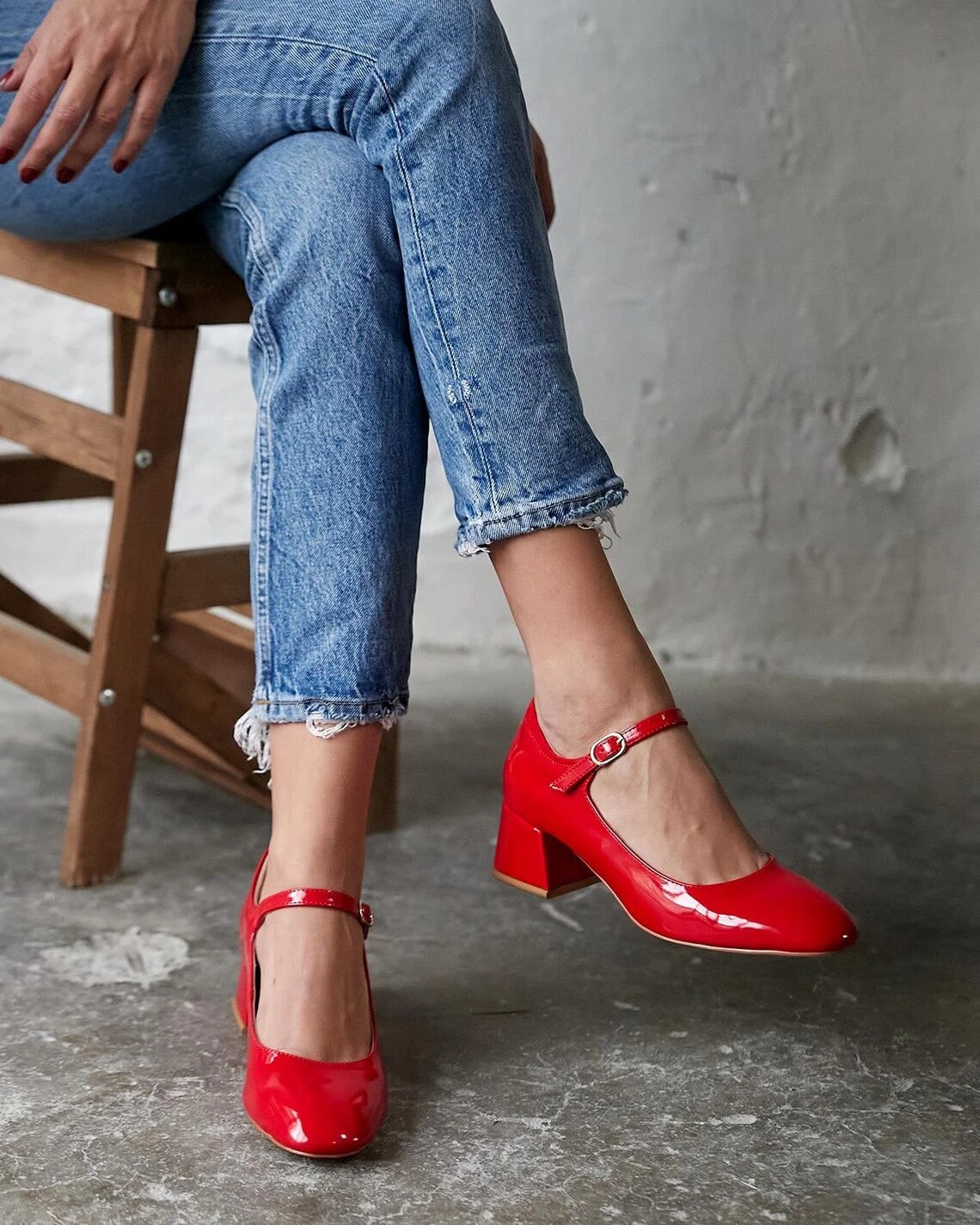 Burgundy Mary Jane Shoes,block Heel Sandals,medium Heel,mary Jane