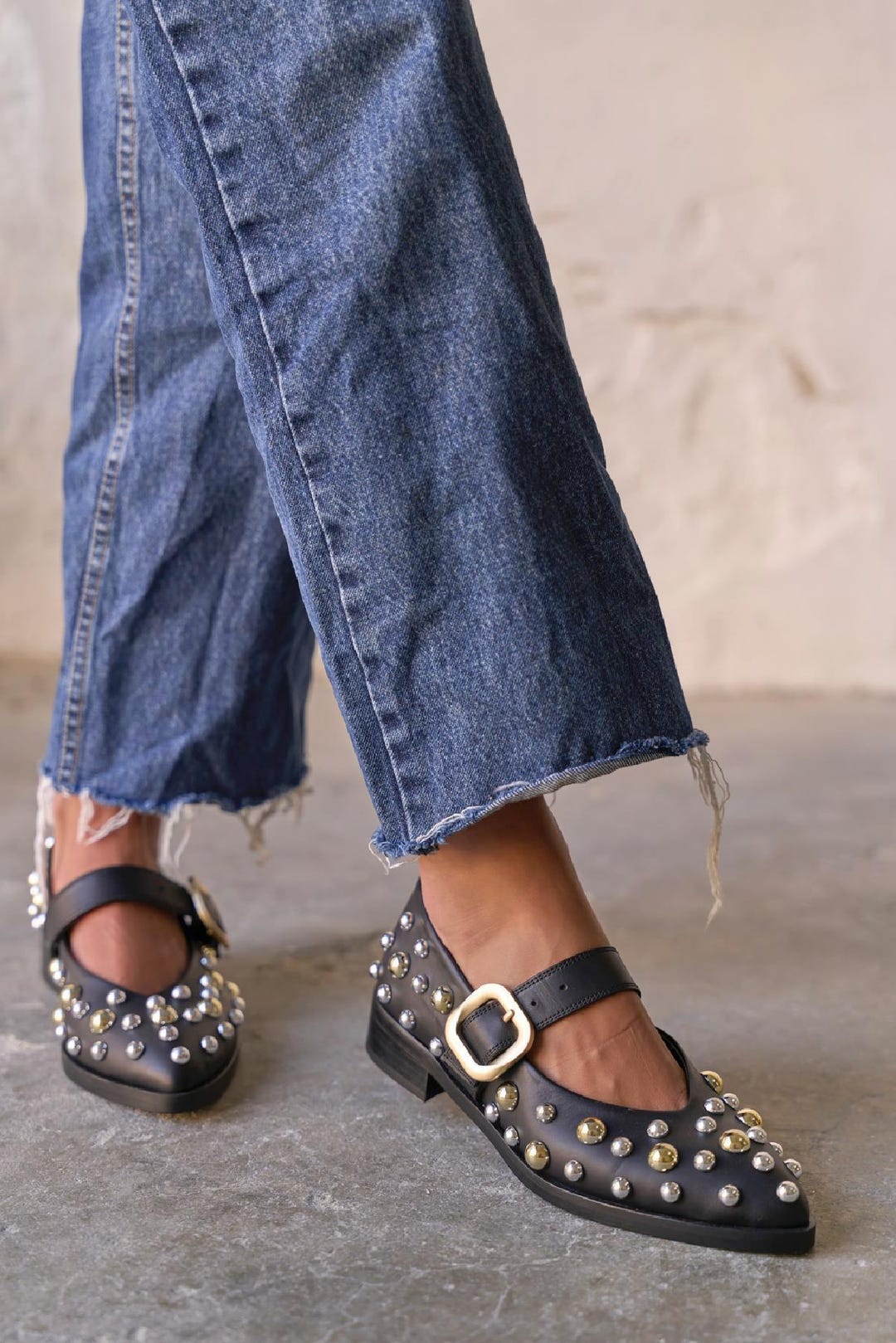 Ballerine Scarpe Punta Borchie Scarpe A Punta Con Borchie Basse