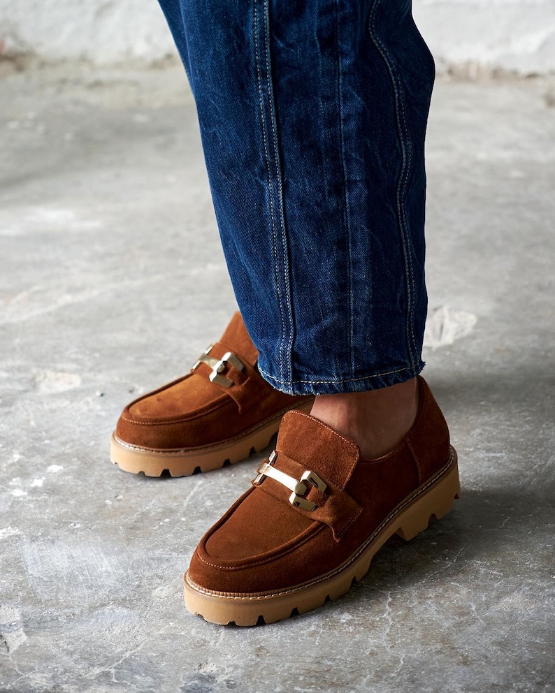 Brown Suede Loafer Shoes,genuine Leather Shoes,women Casual Shoes
