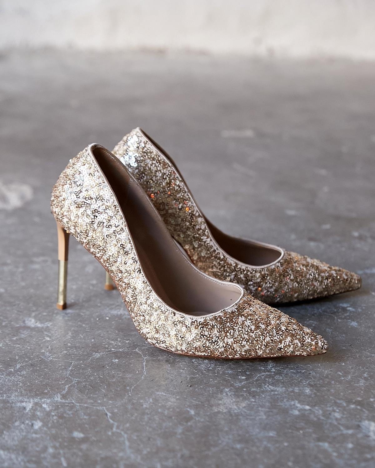Black and gold sequin heels outlet