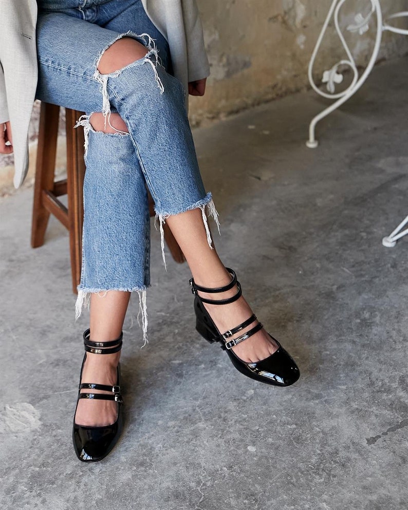 Black Mary Jane Shoes,block Heel Sandals,medium Heel,mary Jane Shoes