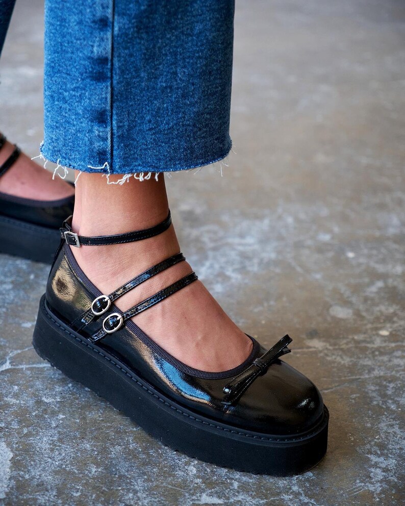 Black Leather Mary Jane Shoes,mary Jane Sandals,strappy Mary Jane
