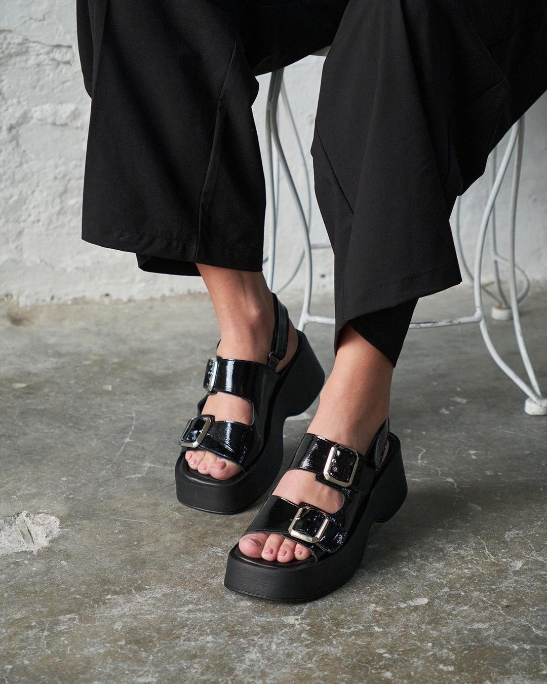 Black Patent Leather Sandals main image 0