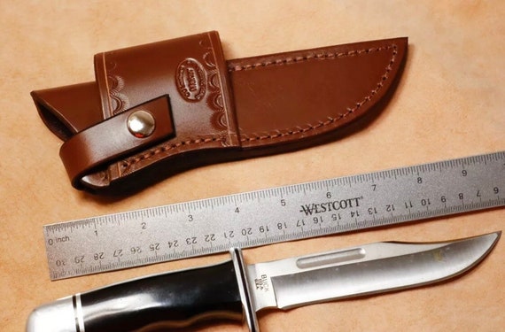 Sheath Only! Custom Rh Brown Leather Kife Sheath that fits a Buck 119 Knife