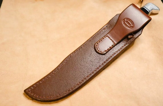 Knife Sheath Leather - SH1206 w/ Thumb Snap - 1.25 Opening x 5 3