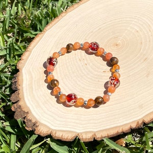 Carnelian and Qinan Sandalwood Beaded Bracelet
