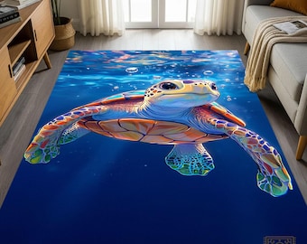 Zeeschildpaddenkleed: antislip wasbaar kustdecortapijt